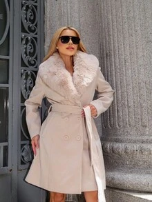 Premium Lined Felted Wool Overcoat - Beige - View 1