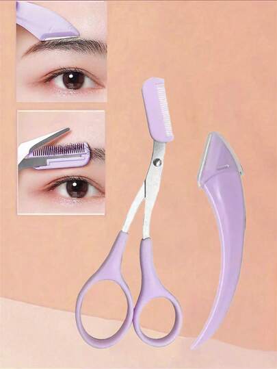 Unisex Eyebrow Trimmer Set, Includes Scissors And Comb, Suitable For Depilation, Makeup, Shaping And Makeup Removal. Made Of Stainless Steel. Applicable For Depilation, Facial Hair Removal, Haircutting, Haircutting Supplies, Haircutting, Storage Bag, Organizer, Storage, Hair Accessories