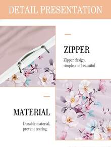 2/3件套樱花床上用品套装，超柔软粉色花卉图案被套套装，适合单人床/双人床/大号床，适用于儿童、青少年、男孩、女孩、成人卧室装饰，四季皆宜，带拉链夹扣。 - 彩色 - 查看 7