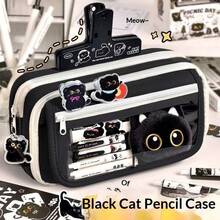 2026 New Arrival Popular Black Cat Design Large Capacity Multi-Functional High-Quality INS Style Pencil Case - Black and Gold Series Cat 9-layer Pencil Case - View 3