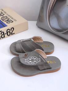 1 Pair Comfortable & Easy-To-Wear Arabic Style Slippers, Suitable For Infants & Children To Wear Indoors And Outdoors In Summer - Grey - View 3