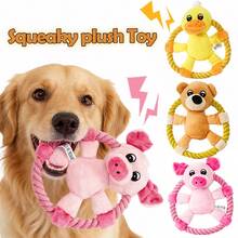 Cute Pig/Duck/Bear Shaped Pet Sound Toy, Built-In Whistle To Attract Pet's Attention, Rope Design For Chewing & Dental Care, Suitable For Interactive Play, Tug Of War Games For Small To Medium Dogs - Multicolor - View 1