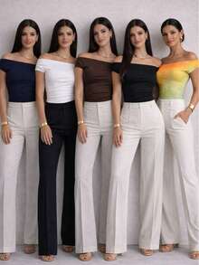 Women's Off-Shoulder Blouse In Premium Supplex Fabric – Elegance - 白色 - 查看 2