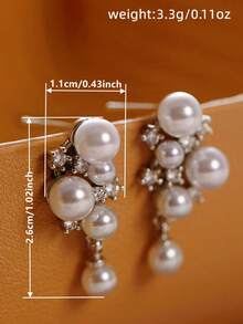 1 Đôi bông tai dáng dài sang trọng đính đá Cubic Zirconia và ngọc trai giả dành cho nữ, thích hợp làm quà tặng đám cưới, lễ đính hôn, kỷ niệm, tiệc tùng hoặc quà tặng ngày Valentine. - 1 # - Xem 7