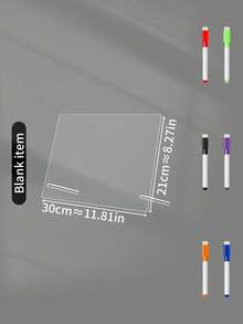 1套透明桌面展示板（含6支白色马克笔）干擦白板磁性板备忘板创意家用白板 - 多色 - 查看 2