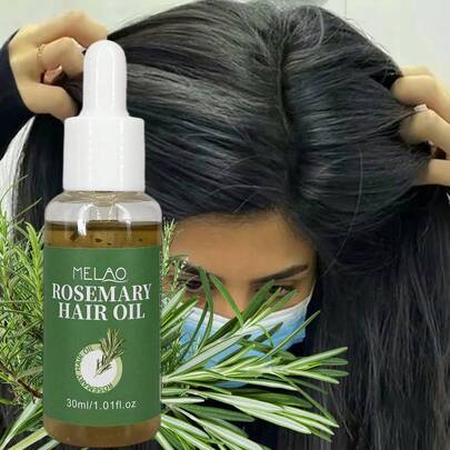  MELAO迷迭香护发油，蕴含真正迷迭香叶精华，滋养秀发，抚平毛躁，增添光泽和柔软度，修护干枯受损发质，滋养头皮，滴管设计，适合所有发质，30毫升/1.01液盎司