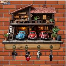 Best-Selling Flat Printed Wooden Multifunctional Key Holder, Retro Restaurant Fire Department Theme - Multicolor - View 3