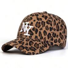 1pc Women Leopard Print LA Baseball Cap, Adjustable Outdoor Sun Protection Casual Hat, Suitable For Spring, Autumn Traveling, Beach Party - Rỉ Nâu - Xem 5