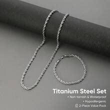 2pcs Unisex Twist Chain Set, Fashionable Jewelry, DIY Matching Accessories, Exquisite Daily Wear Gift - Multicolor - View 4