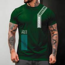 Camiseta Masculina Blusa Sport Diverse Street Manfinity 100% Algodão Camiseta Adulta - Verde - Visão 1