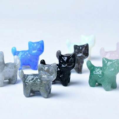  Exquisita figura de gato tallada en cristal natural, diseño único, cristal curativo, piedra preciosa con energía contenida, piedra de meditación y sanación energética, decoración del hogar y regalo, portátil, también adecuado como regalo festivo, de la marca CUPIDCRYSTAL