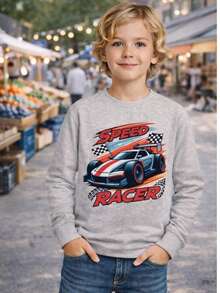 Set Of 4 Long-Sleeved Boys' T-Shirts With Fun Prints - School T-Shirts For Spring, Summer, And Autumn - 彩色 - 查看 7