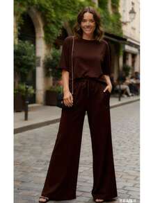 Casual Pocket Button Wedding - Brown - View 1