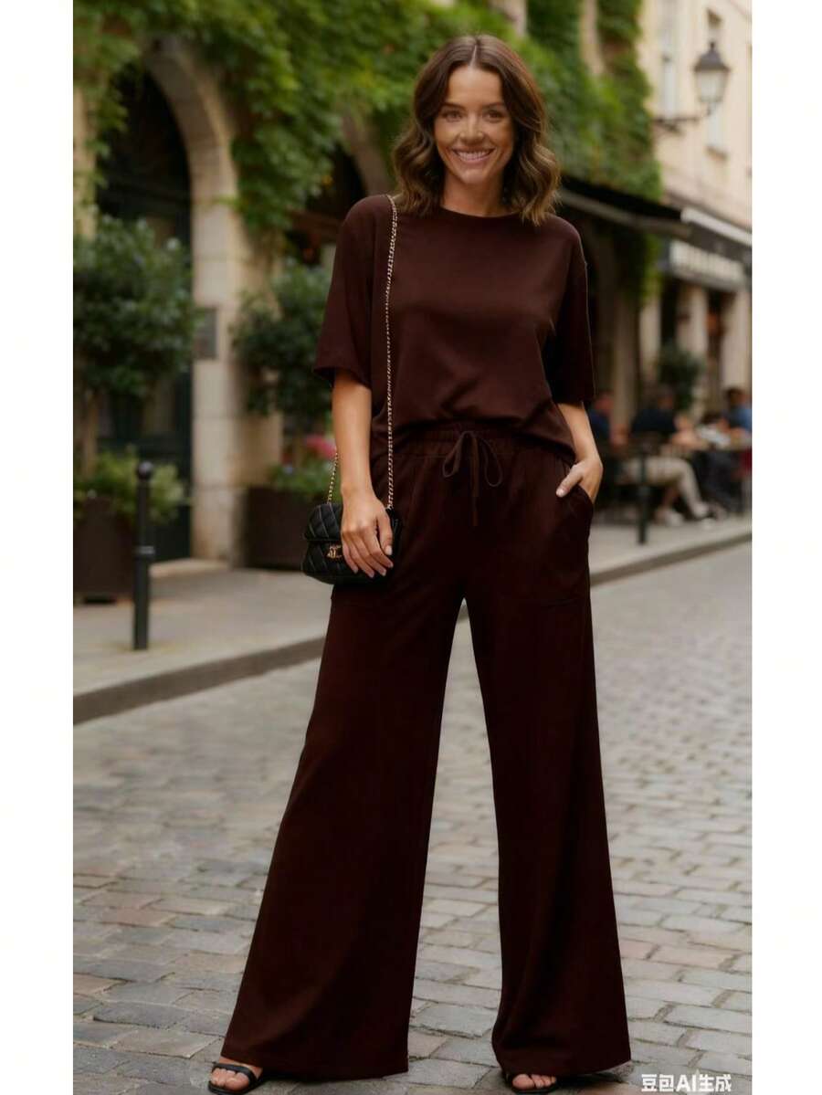 Casual Pocket Button Wedding - Brown - View 1