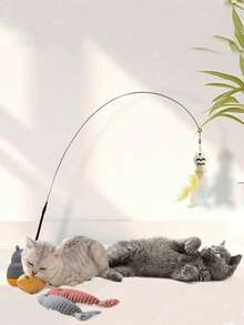 Set de 6 juguetes de cebo para gatos divertidos - Diseño interactivo de dibujos animados, sin electricidad, atraen a los gatos para jugar, promueven el ejercicio y la inteligencia. - Gris - Ver 2