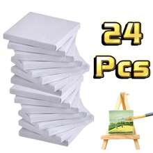 24pcs Square Canvas Panels, Ideal For Painting - Multicolor - View 9