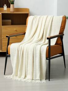 1 Diamond Grid Textured Knit Throw Blanket, Soft And Comfortable, Suitable For All Seasons, Suitable For Sofa, End Of Bed, Travel, Home Decor - Mixed Color Geometric Pattern, Acrylic Fabric - Hạt ngô màu be - Xem 1