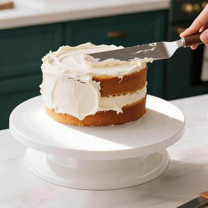 1 Stück Weiße Kuchendrehscheibe, mit sanfter 360° Drehung, Drehbarer Kuchenständer, Drehteller für Backwaren, Drehplattform, Multifunktionaler Drehteller, Kuchendekoration Drehteller, Kuchenausstellungsständer, Kuchendekoration Drehteller, Kuchendrehhalterung, Kuchendekoration Hilfsfläche, Backzubehör, Essentielle Werkzeuge für Kuchenherstellung, Backwerkzeuge, Backzubehör, Kleine Küchenhelfer, Küchen-Essentials.