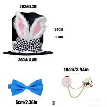 3pcs Easter Bunny Costume Set - Plush White Rabbit Top Hat, Pocket Watch, Bow Tie, No Battery Required - Ideal For Easter, Halloween And Christmas Party Dress Up - Multicolor - View 7