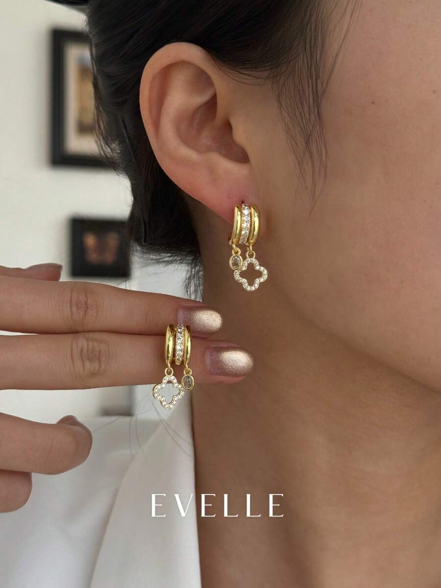 18K Gold Plated Elegant & Cute Earrings, Suitable For Daily Wear And Gatherings - Gold - View 1