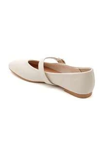 Ballerine Fantaisie à Bride Réglable Avec Boucle – Bout Rond – Style Classique And Confortable - Beige 9798 - View 4