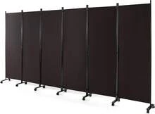 6-Panel Brown Room Divider With Casters, Privacy Screen, Portable Partition For Office & Home - CF. - View 10