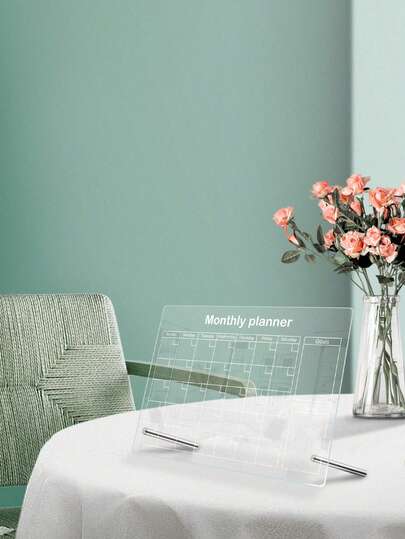 1 Set White Monthly Planner Whiteboard (6 White Markers), Dry Erase Magnetic Board, Memo Writing Board, Reusable Creative Home Display