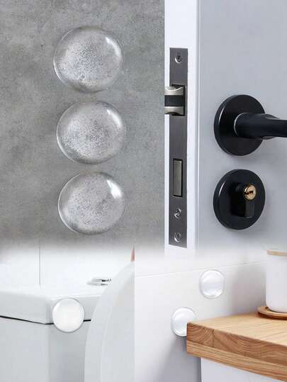 2/4/6pcs Round/Square Transparent Silicone Anti-Collision Stickers, 4pcs Set Door Handle Soundproof Pads, Fridge & Toilet Anti-Collision Stickers, Adhesive Wall & Cabinet Door Protector Pads, Reusable
