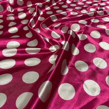 Polka Dot Print Satin Fabric In Various Colors, 1.40m, For Costumes And Parties. - Pink Polka Dot White - View 1