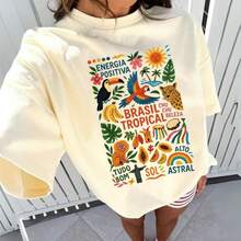 100% Cotton Crew Neck T-Shirt With A Spring/Summer Print, A  Women's Fashion Style Inspired By Oversized Shirts And Streetwear. - 離開 - 查看 1