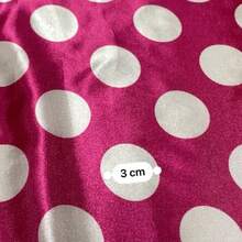 Polka Dot Print Satin Fabric In Various Colors, 1.40m, For Costumes And Parties. - Pink Polka Dot White - View 7