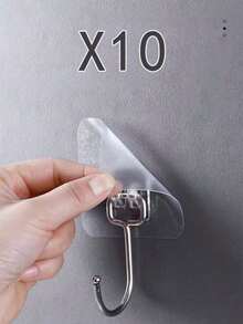 30pcs 33lbs(Max) Transparent Reusable Kitchen Curtain Hooks, Bathroom Towel Hooks, Heavy Duty Self-Adhesive Wall Hooks For Damage-Free Mounting - One Size Fits All - View 12