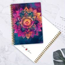 1 A5 Exquisite Spiral-Bound Notebook, Vibrant Mandala Journal, Ring Binder Diary With Creative Cover Design, Easy To Flip Through, Removable Pages Suitable For Daily Notes, Office Supplies, School Use, Art Creation, Sketching, 50 Sheets Inside, 5.7 X 8.3 Inches - A - View 4