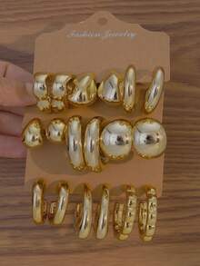 New Fashionable Minimalist Creative Personalized C-Shape Water Drop Tassel Earrings - Gold - View 8