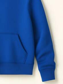 Children's Kangaroo Sweatshirt With Cartoon Bear Print Hooded Cotton Comfortable Child Various Colors And Sizes - Xanh đậm - Xem 5