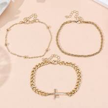 3件套波西米亚风金属合金十字架扭链脚链，适合女性佩戴 - 十字架 - 查看 7