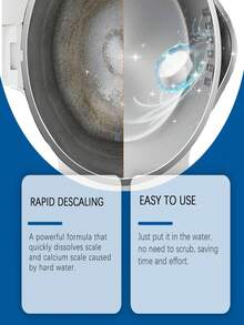 JUE FISH Limescale Cleaning Effervescent Tablets, Quickly Dissolve Stubborn Limescale, Easily Remove Difficult-To-Clean Limescale Stains In Kitchen, Bathroom, And More - Solid State - View 5