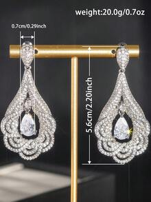 1 Đôi bông tai dáng dài đính đá Cubic Zirconia tuyệt đẹp dành cho nữ, thích hợp làm quà tặng đám cưới, lễ đính hôn, kỷ niệm, tiệc tùng hoặc quà Valentine. - 1 # - Xem 6