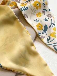 4pcs Floral Print Elegant Casual Polyester Chiffon Long Scarf Hair Band Ribbon Headband,Vintage French Style,Hair Accessories For Women - Multicolor - View 11