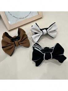 1pc/3pcs New Bowknot Double-Sided Hair Claw Clips, Versatile Bun Holder, Suitable For All Seasons - Multicolor - View 11