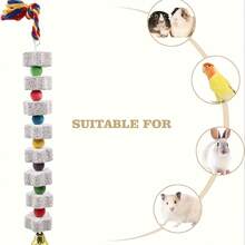 1pc Large Chicken Chew Toy, Small Chicken Beak Grinding Calcium Stone With Bell, Henhouse Accessories Parrot Teeth Grinding Rope - Multicolor - View 6