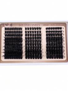 240pcs Russian Eyelash Extension Kit 100D+120D+160D/Lash Individual 3D Curl Lash Clusters Thick & Fluffy Lash Bundles 10-18MM DIY Eyelash Extension, Natural Soft Eyelash Extension Makeup, Reusable Individual Segment False Lashes, Suitable For Daily Makeup, Wedding, Date, Party, Music Festival And Halloween - D - View 2