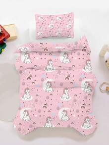 2/3件套可爱粉色独角兽印花被套，神奇彩虹月亮图案床上用品套装，特大号/大号/双人/单人尺寸，3D儿童床上用品套装，适合男孩和女孩 - 彩色 - 查看 6