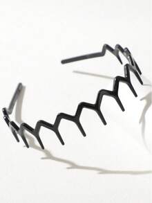 2pcs/3pcs/4pcs Fashion Non-Slip Headbands, Glossy Black And Leopard Print Combination, Stylish Headband With Teeth Wave Design, Home Skincare Headband, Suitable For Daily Face Washing Or Makeup - Multicolor - View 7