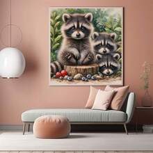 Diy Raccoon Family 5d Diamond Painting Kit For Adults Beginners Round Drill Gem Art Home Decor 13 7x13 7 Inch - CK 64 1 - View 4