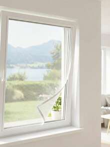 Invisible Black Fiberglass Mosquito & Fly Proof Window Screen, Breathable Mesh Net Curtain - White Surround - View 3