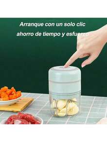 Picadora Eléctrica de Alimentos, Taza Alta Verde Menta, 3 Cuchillas - Para Ajos, Especias y Más, Compacta y Rápida, Ideal para Cocinas Pequeñas - Azul - Ver 2