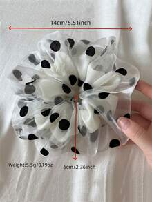 2pcs Spring Women's Elegant Polka Dot Mesh Double-Layer Hair Scrunchies, Ponytail Bun Hairstyle Accessories, Elastic Hair Ties, Suitable For Daily, Party, Ponytail, Casual Hair Decor Scrunchy Hair Ties Beauty Home Hair Accessories - Multicolor - View 3