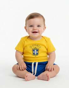 Sempre Bebê Clothing Set, Baby Outfit, Shirt/T-Shirt, Brazil National Team, Summer, Warm Weather, 3, 6, 9, 12 Months, 1 Year, World Cup, Brazilian Clothes, Blue - 藍色 - 查看 6