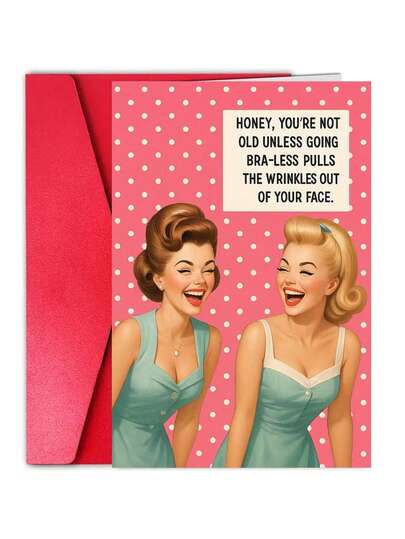 1Pc Funny Retro Birthday Card, Suitable For Giving To Close Friends Or Sisters, Containing Humorous Words About Age And Self-Confidence, Perfect For Birthday Parties And Special Celebrations. Including Envelope And Greeting Card